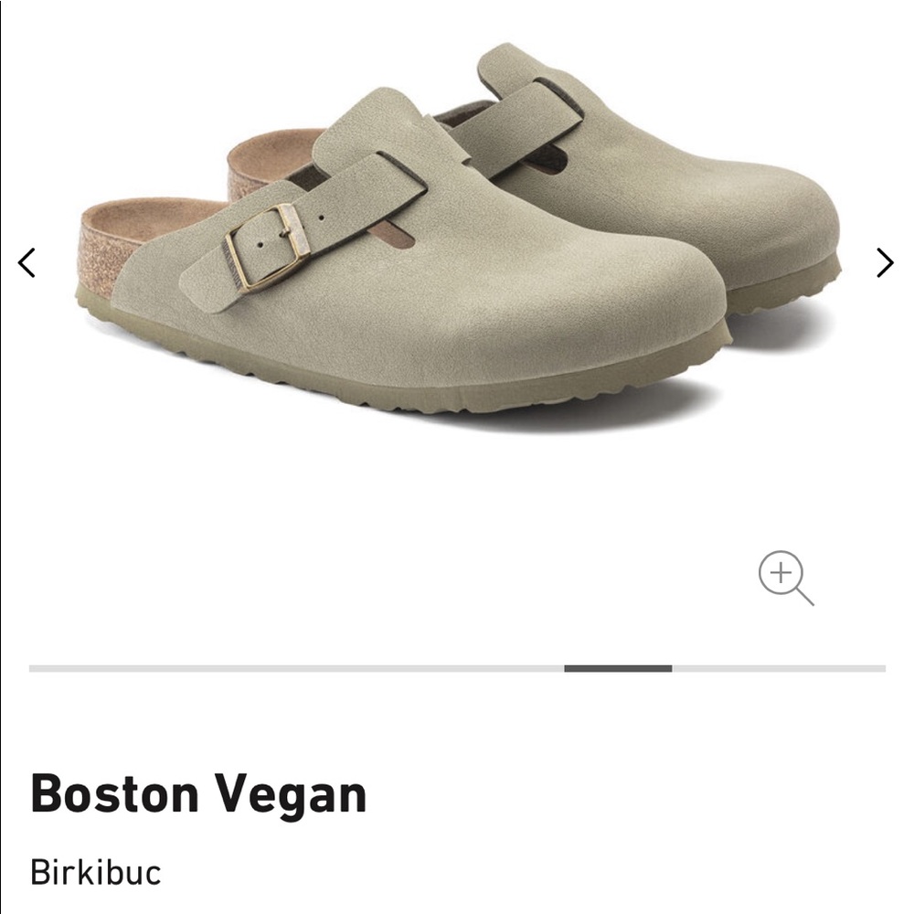New with box Boston Birkenstocks Vegan in color Khaki Narrow fit